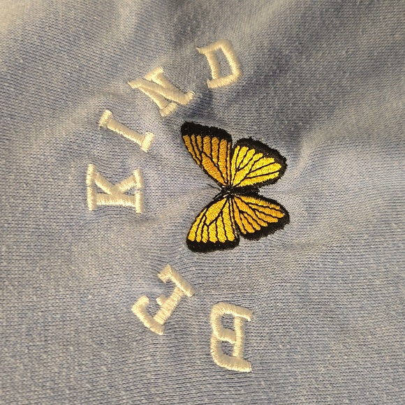 Embroidered BE KIND Blue Sweatshirt - Picture 2 of 3
